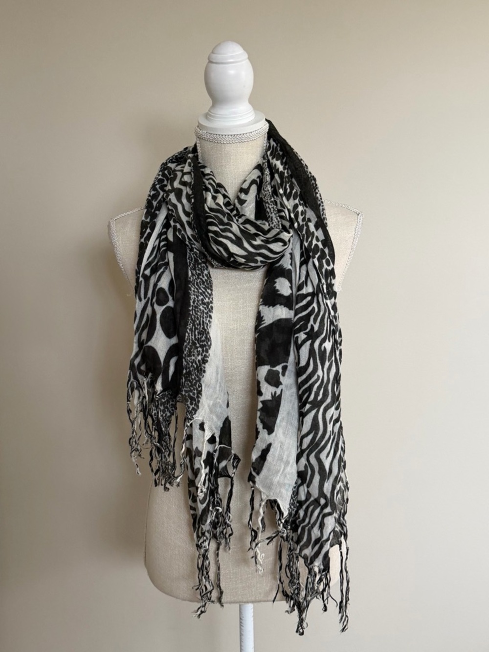 Black and White Animal Print Scarf